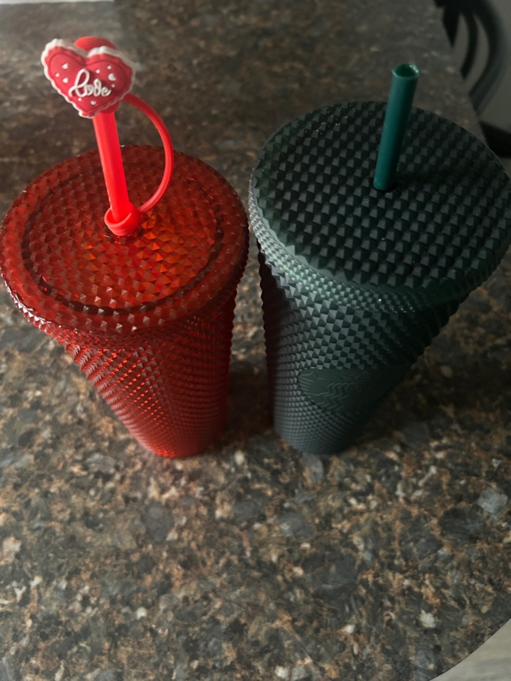 Starbucks Green Matte Studded Tumbler & Shiny Red Studded Cold Cup - Picture 2 of 2